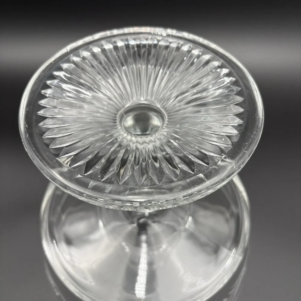 Riverside Glass Compote Thumbprint Band‎ Clear EAPG Antique